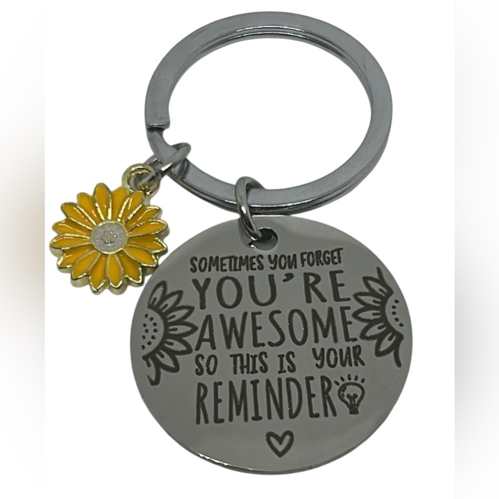 Inspirational Keychain with Sunflower Charm